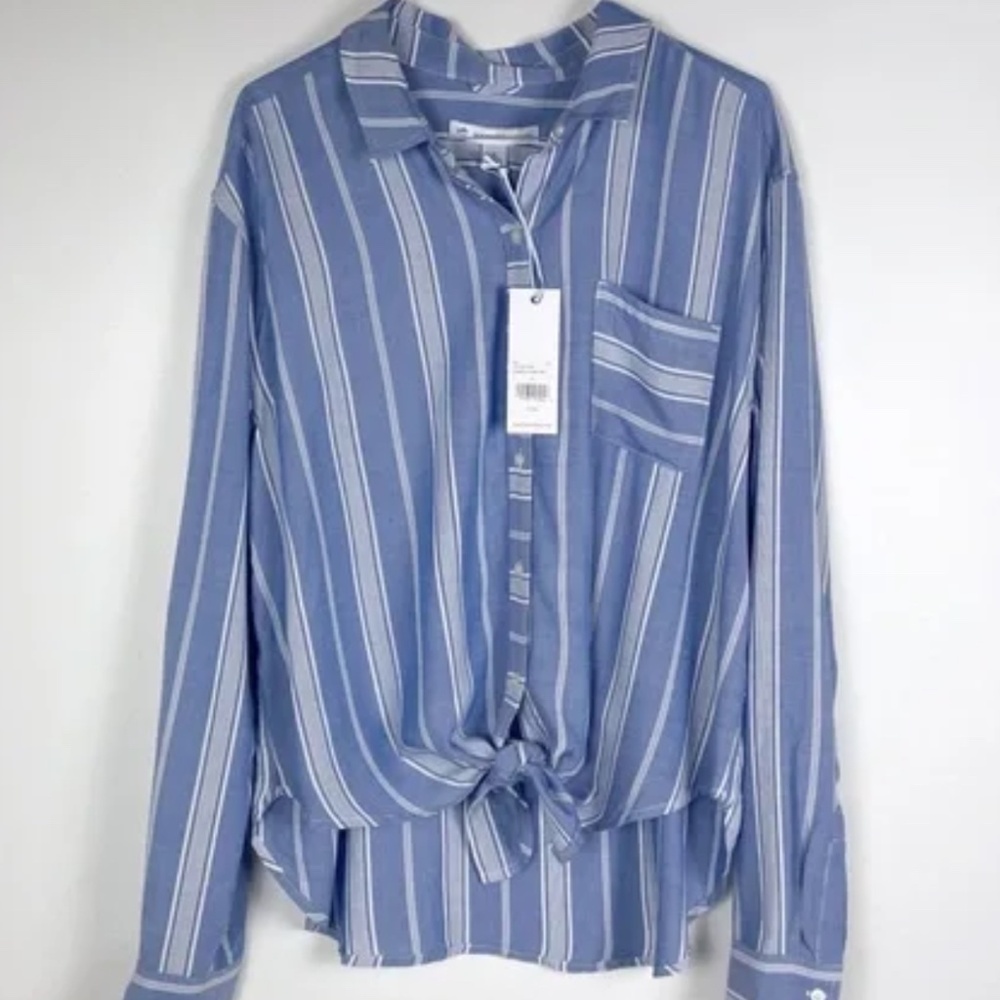 SOUTHERN TIDE Madelyn Tie Front Striped Button Down Shirt - size Large